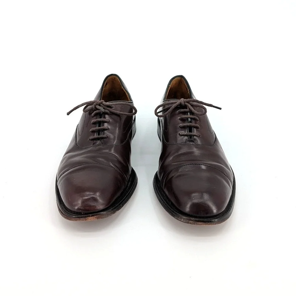 Cole Haan‎ Mens 11 D Burgundy Leather Cap Toe Oxford Dress Shoes - Distressed